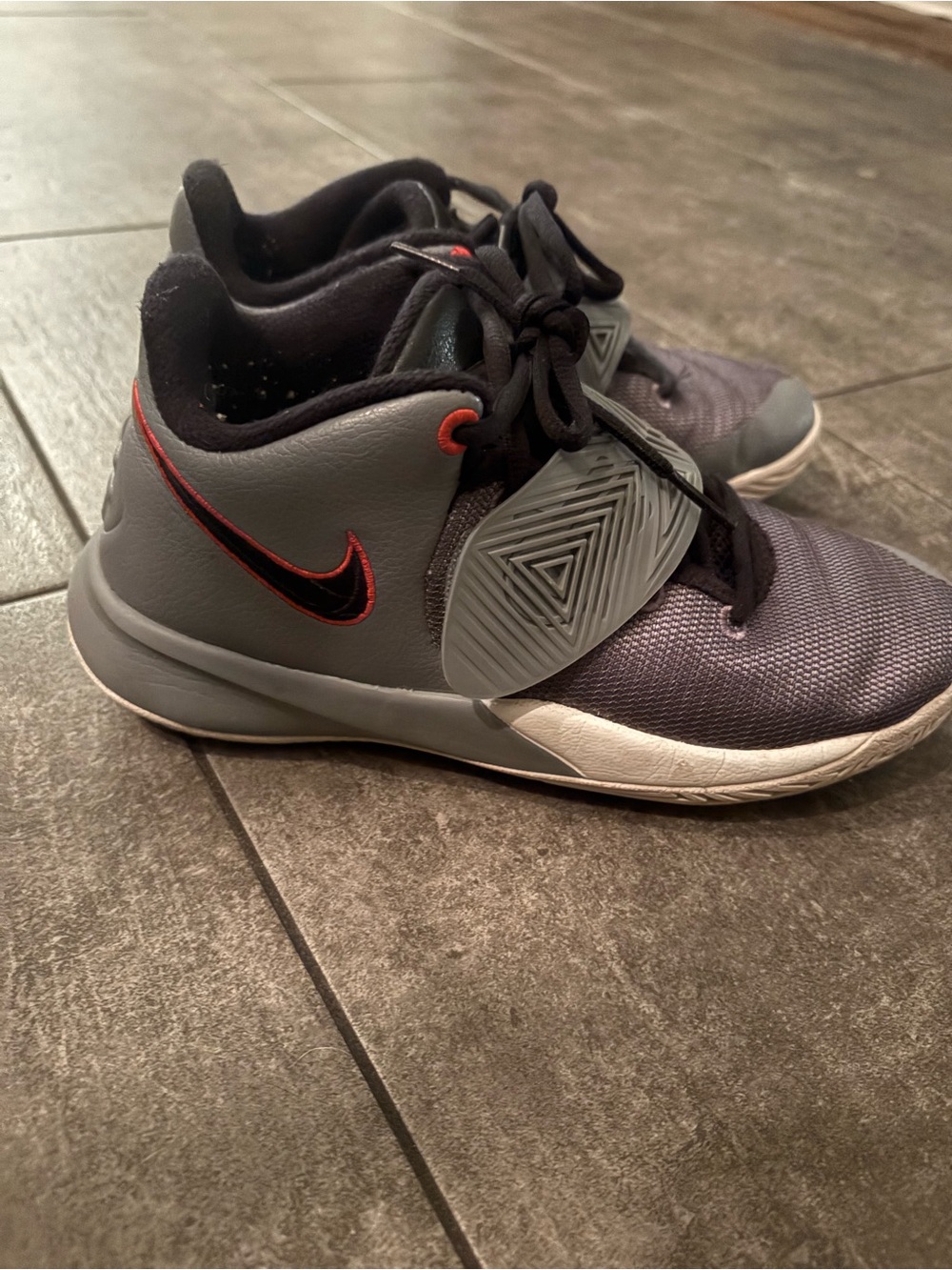 Nike Kids Black & Gray Sneakers with Red Swoosh